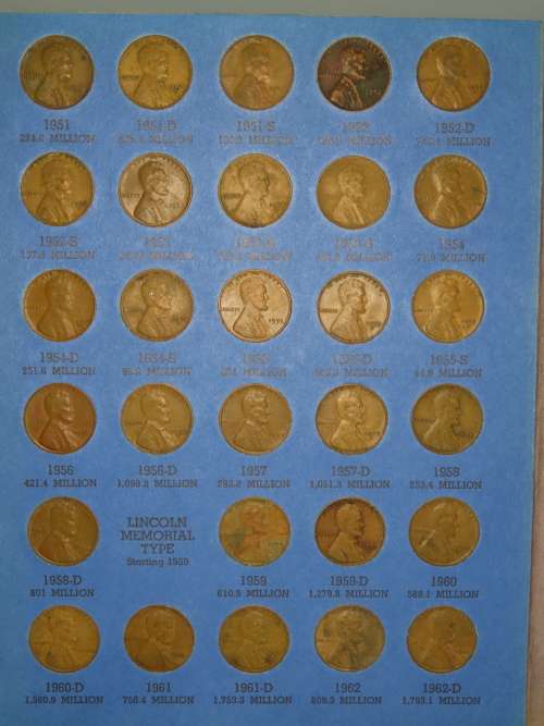 Complete Lincoln Cent PDS Set 1941 to 1974, 86 Coins in Folder