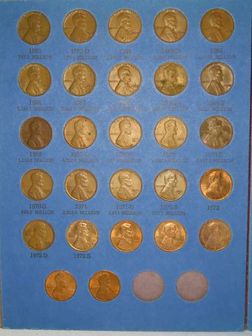 Complete Lincoln Cent PDS Set 1941 to 1974, 86 Coins in Folder