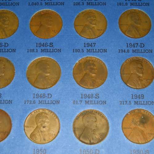 Complete Lincoln Cent PDS Set 1941 to 1974, 86 Coins in Folder