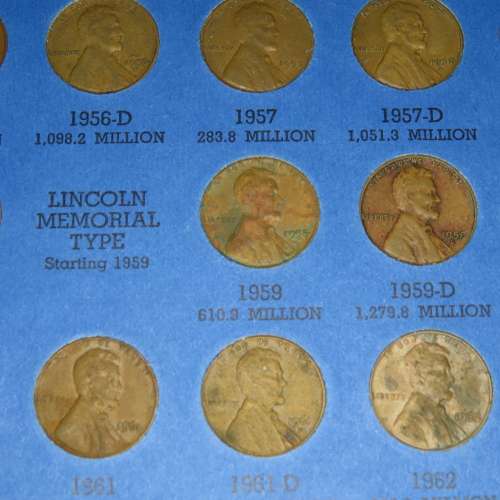 Complete Lincoln Cent PDS Set 1941 to 1974, 86 Coins in Folder
