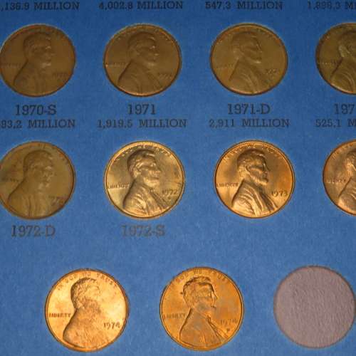 Complete Lincoln Cent PDS Set 1941 to 1974, 86 Coins in Folder