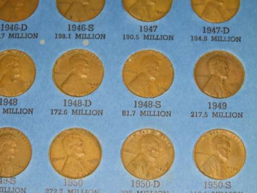 Complete Lincoln Cent PDS Set 1941 to 1973, 84 Coins in Folder