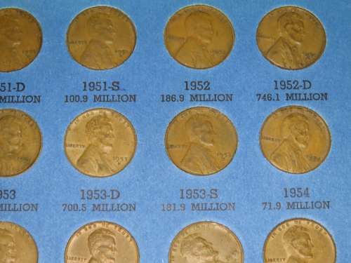 Complete Lincoln Cent PDS Set 1941 to 1973, 84 Coins in Folder