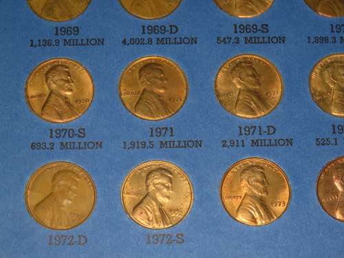 Complete Lincoln Cent PDS Set 1941 to 1973, 84 Coins in Folder