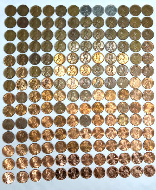 Complete Lincoln Cent PDS Set 1941 to 2009, 168 Coins including 1982 + 2009 Varieties