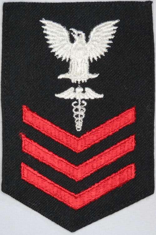 United States Navy Petty Officer 1st Class Rank Insignia Patch E6, Hospital Corpsman