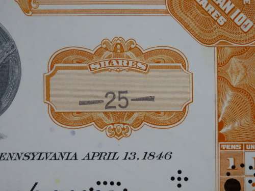 Pennsylvania Railroad Company, Stock Certificate, 1965, 25 Shares