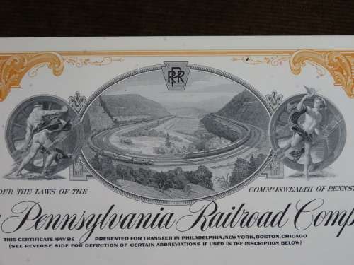 Pennsylvania Railroad Company, Stock Certificate, 1965, 25 Shares