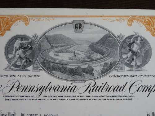 Pennsylvania Railroad Company, Stock Certificate, 1965, 3 Shares