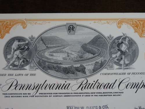 Pennsylvania Railroad Company, Stock Certificate, 1965, 25 Shares