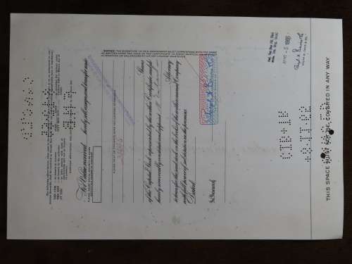 Pennsylvania Railroad Company, Stock Certificate, 1965, 25 Shares
