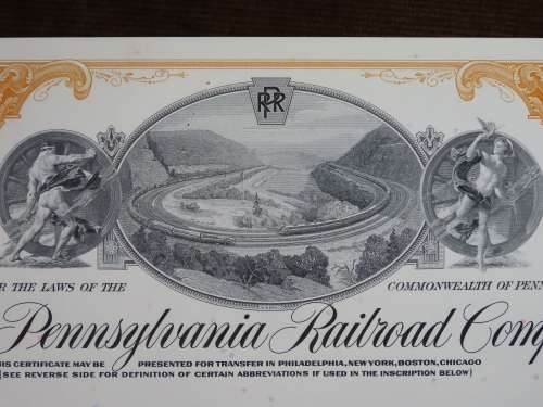 Pennsylvania Railroad Company, Stock Certificate, 1965, 25 Shares