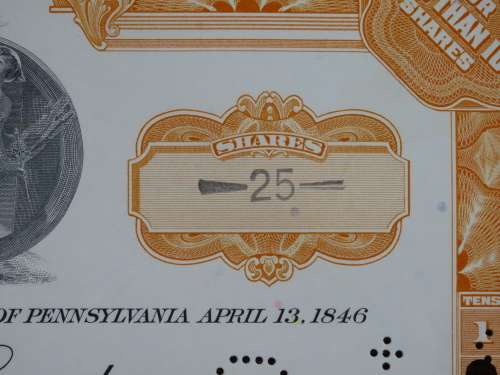 Pennsylvania Railroad Company, Stock Certificate, 1965, 25 Shares