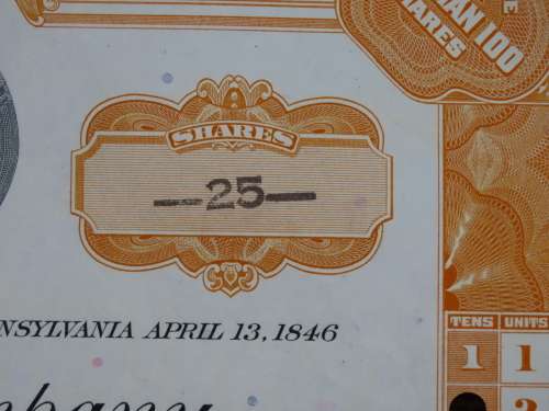 Pennsylvania Railroad Company, Stock Certificate, 1961, 25 Shares