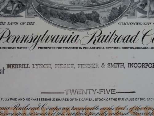 Pennsylvania Railroad Company, Stock Certificate, 1961, 25 Shares