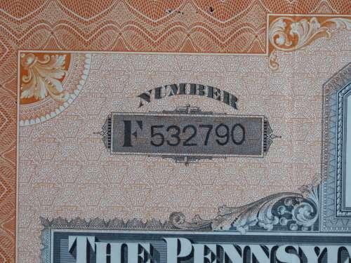 Set of Two Pennsylvania Railroad Company, Stock Certificates, 1952 to 1961