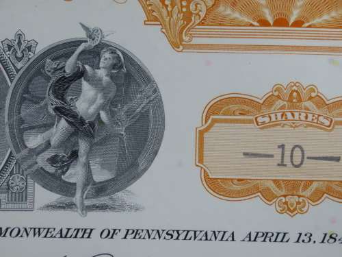 Set of Two Pennsylvania Railroad Company, Stock Certificates, 1952 to 1965