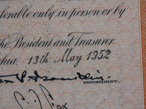 Set of Two Pennsylvania Railroad Company, Stock Certificates, 1952 to 1961
