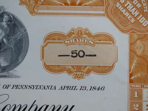 Set of Two Pennsylvania Railroad Company, Stock Certificates, 1952 to 1961