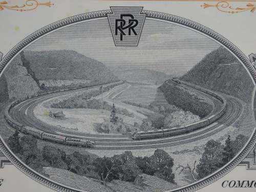 Set of Two Pennsylvania Railroad Company, Stock Certificates, 1952 to 1961