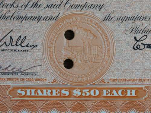 Pennsylvania Railroad Company, Stock Certificate, 1952 , 10 Shares