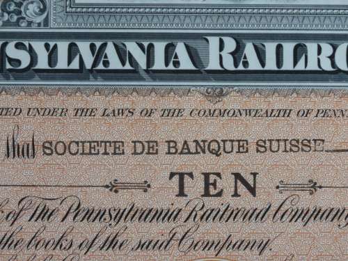 Pennsylvania Railroad Company, Stock Certificate, 1952 , 10 Shares