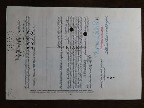 Pennsylvania Railroad Company, Stock Certificate, 1951 , 5 Shares