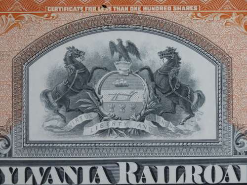 Pennsylvania Railroad Company, Stock Certificate, 1951 , 5 Shares