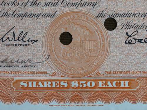 Pennsylvania Railroad Company, Stock Certificate, 1951 , 5 Shares