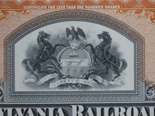 Pennsylvania Railroad Company, Stock Certificate, 1952 , 10 Shares
