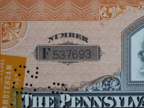 Pennsylvania Railroad Company, Stock Certificate, 1952 , 10 Shares