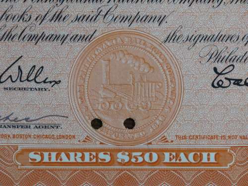 Pennsylvania Railroad Company, Stock Certificate, 1952 , 10 Shares