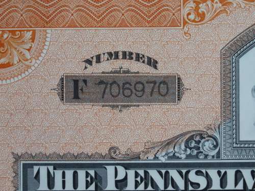 Pennsylvania Railroad Company, Stock Certificate, 1955 , 20 Shares with duty seals