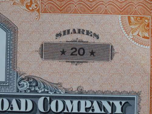 Pennsylvania Railroad Company, Stock Certificate, 1955 , 20 Shares with duty seals