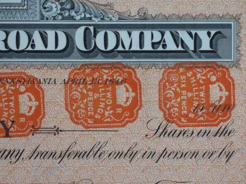 Pennsylvania Railroad Company, Stock Certificate, 1955 , 20 Shares with duty seals