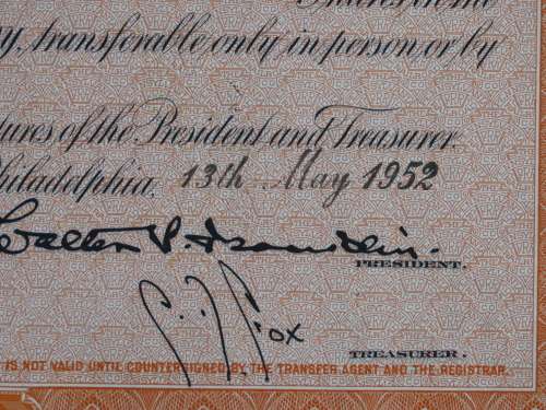 Pennsylvania Railroad Company, Stock Certificate, 1952 , 10