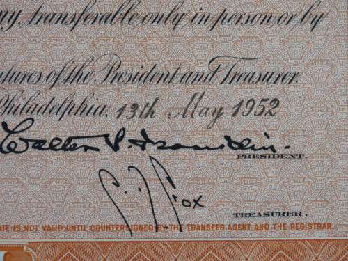 Pennsylvania Railroad Company, Stock Certificate, 1952 , 10
