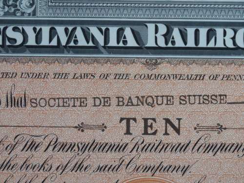 Pennsylvania Railroad Company, Stock Certificate, 1952 , 10
