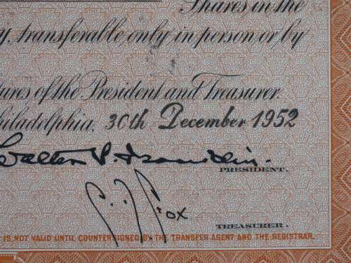 Pennsylvania Railroad Company, Stock Certificate, 1952 , 5