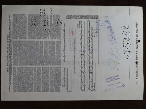 Erie Lackawanna Railroad Company, Stock Certificate, 1965, 10 Shares