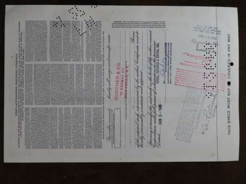 Erie Lackawanna Railroad Company, Stock Certificate, 1965, 50 Shares