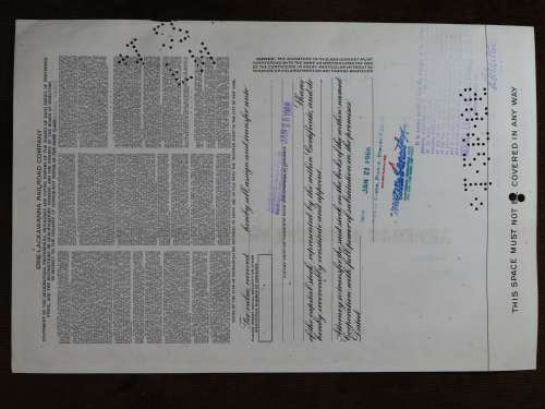 Erie Lackawanna Railroad Company, Stock Certificate, 1966, 55 Shares