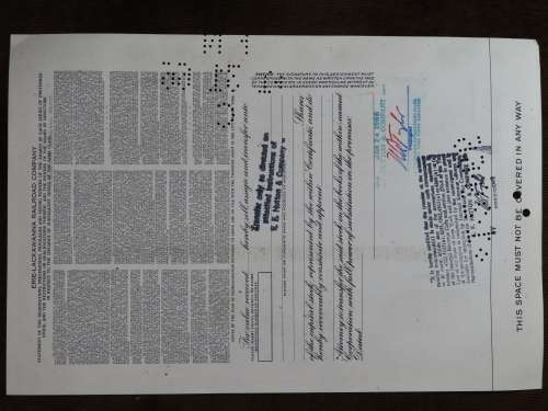 Erie Lackawanna Railroad Company, Stock Certificate, 1966, 75 Shares