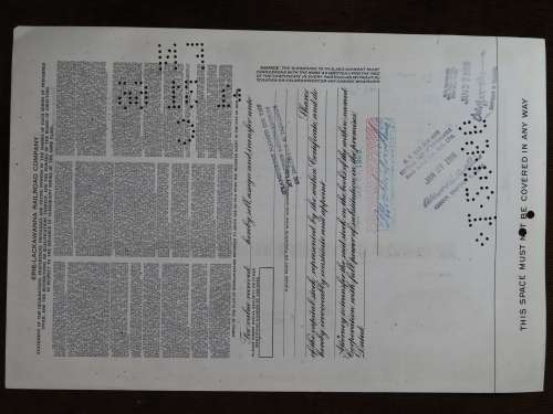 Erie Lackawanna Railroad Company, Stock Certificate, 1965, 35 Shares