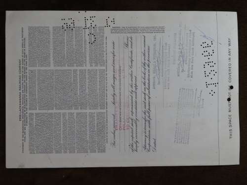 Erie Lackawanna Railroad Company, Stock Certificate, 1963, 25 Shares