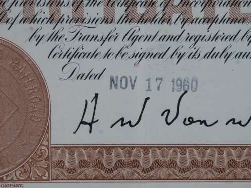 Erie Lackawanna Railroad Company, Stock Certificate, 1960, 25 Shares