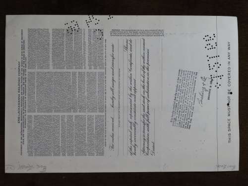 Erie Lackawanna Railroad Company, Stock Certificate, 1960, 25 Shares