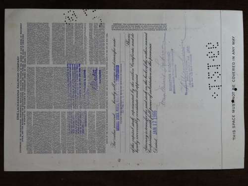 Erie Lackawanna Railroad Company, Stock Certificate, 1960, 25 Shares