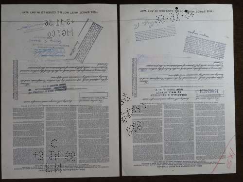 Set of Two Erie Lackawanna Railroad Company, Stock Certificates, 1960 to 1966
