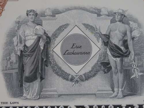 Set of Two Erie Lackawanna Railroad Company, Stock Certificates, 1960 to 1966